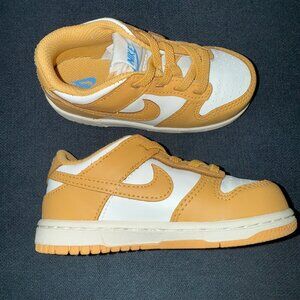 Mustard Colored Kids Low Top Nike Dunks Size 8C